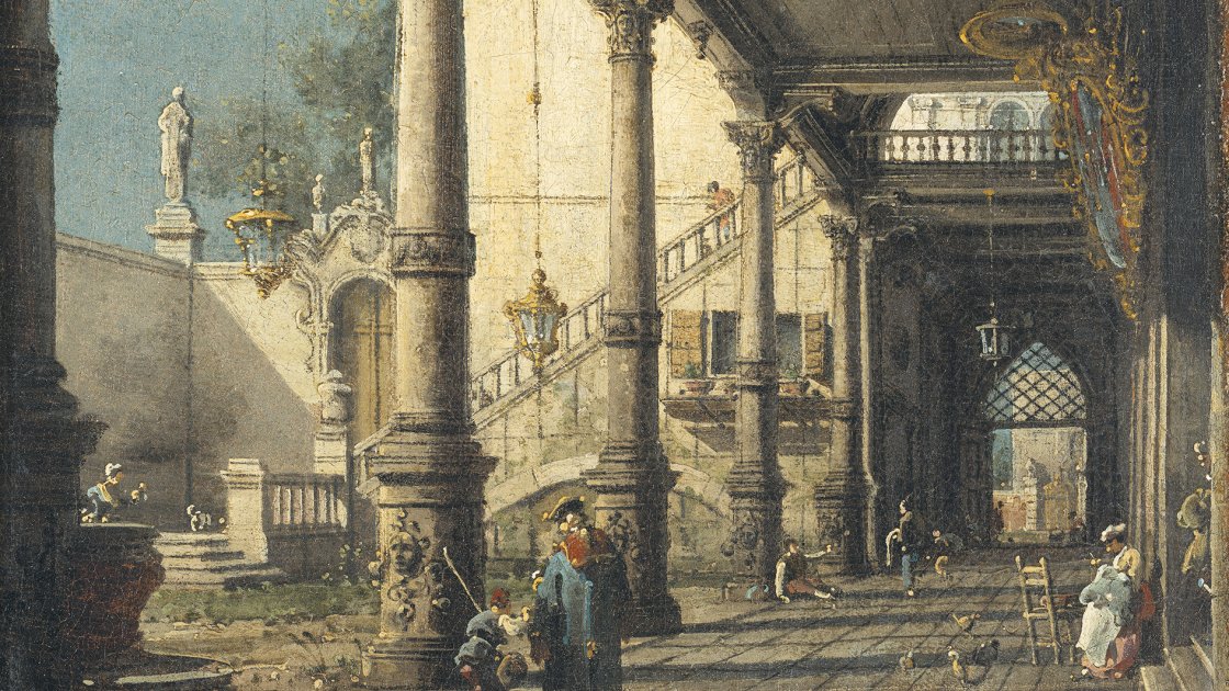Capricho con columnata en el interior de un palacio. Canaletto (Giovanni Antonio  Canal)