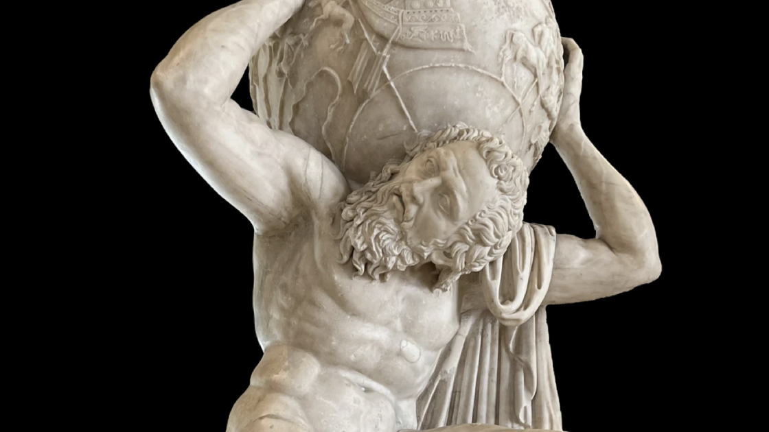 Atlas Farnese, Escultura en mármol, siglo II d. C. Museo Arqueológico de Nápoles