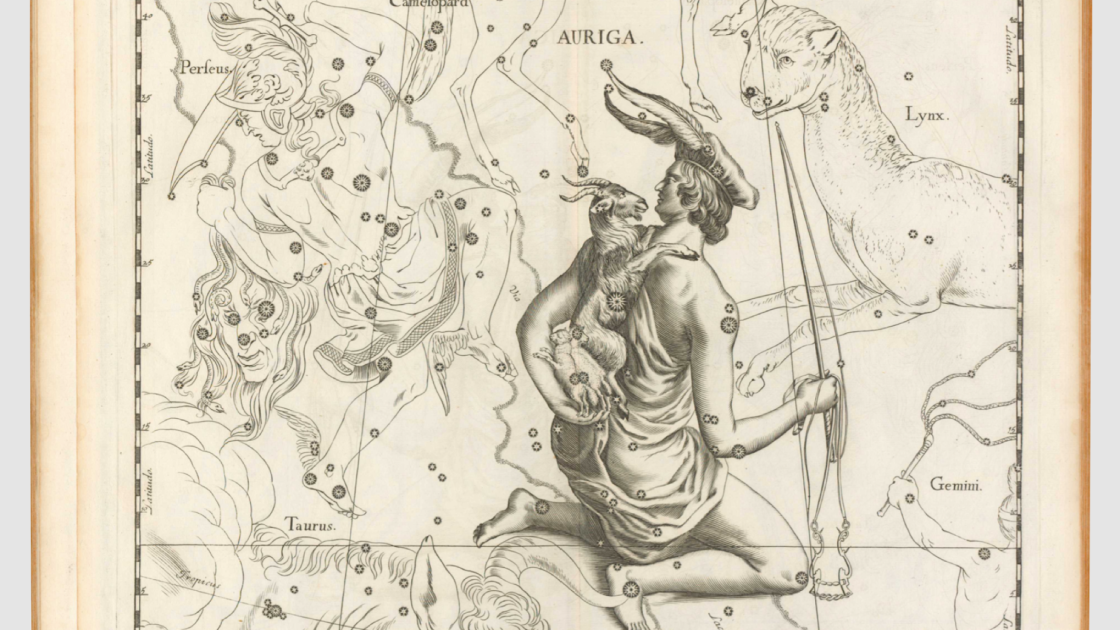 Johannes Hevelius, Constelación de Auriga en Firmamentum Sobiescianum, 1687