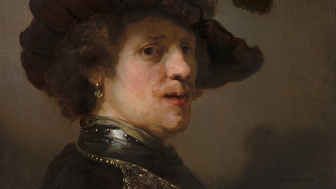 Rembrandt van Rijn. “Tronie” de un hombre con una gorra con plumas