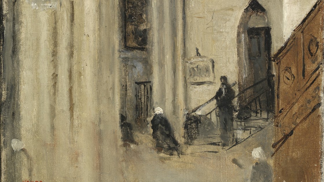 Interior de la iglesia de Mantes. Jean-Baptiste-Camille Corot