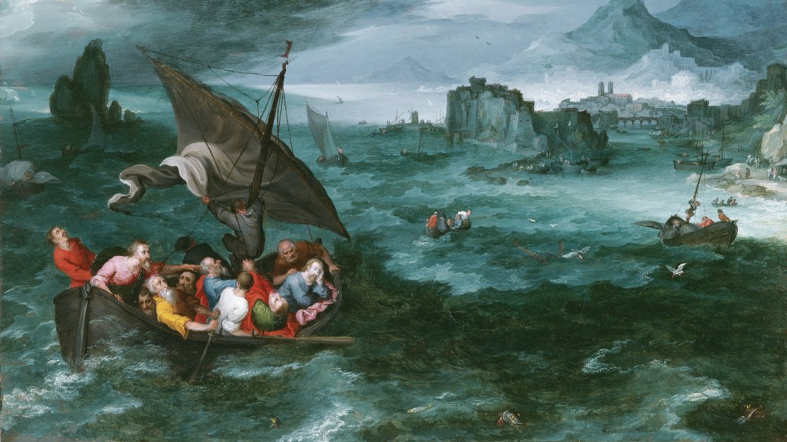 Cristo en la tempestad del mar de Galilea. Jan (Brueghel de Velours) Brueghel i