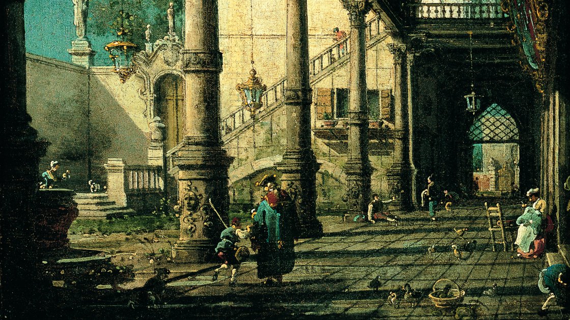 Capricho con columnata en el interior de un palacio. Canaletto (Giovanni Antonio  Canal)