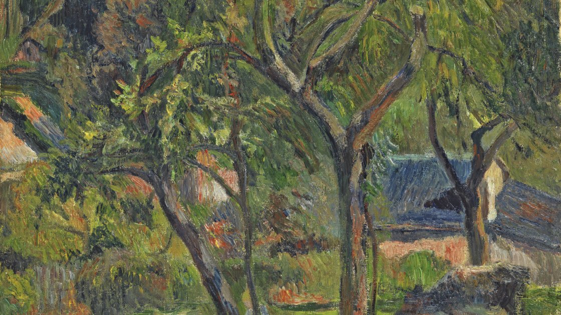 Un huerto bajo la iglesia de Bihorel. Paul Gauguin