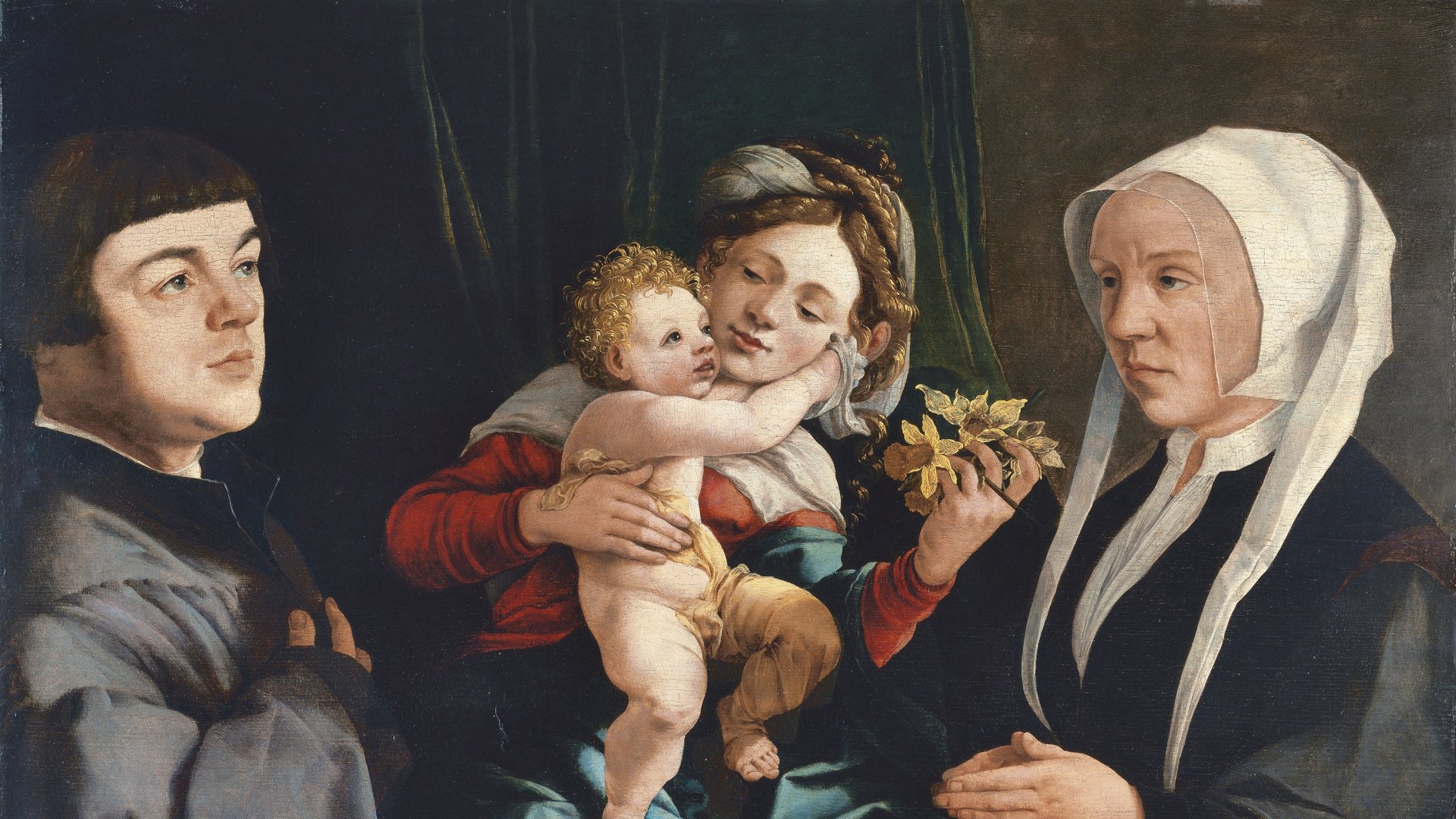 La Virgen de los narcisos con el Niño y donantes. Jan van Scorel