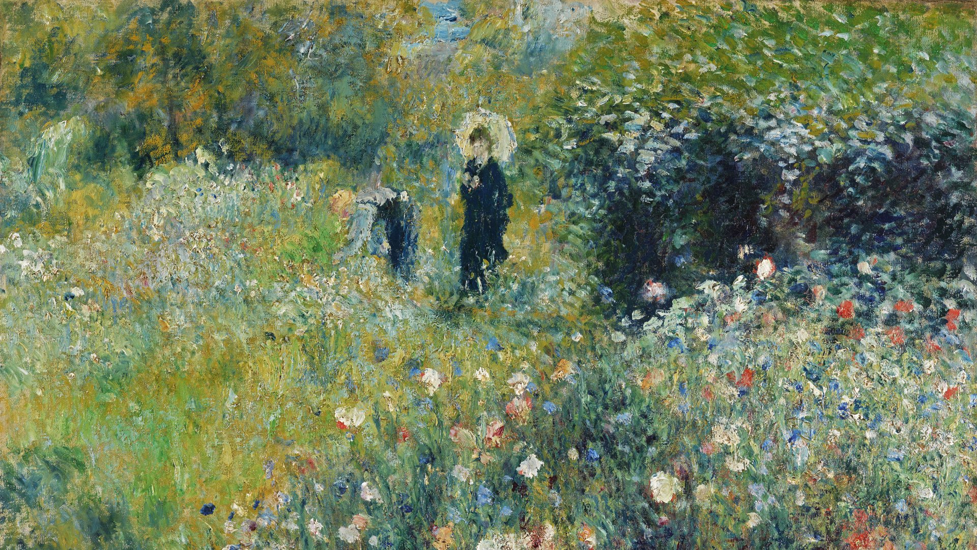 Mujer con sombrilla en un jardín. Pierre-Auguste Renoir
