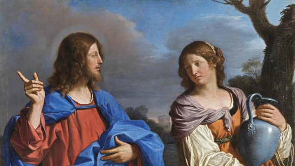 Jesús y la samaritana en el pozo. Guercino (Giovanni Francesco Barbieri)