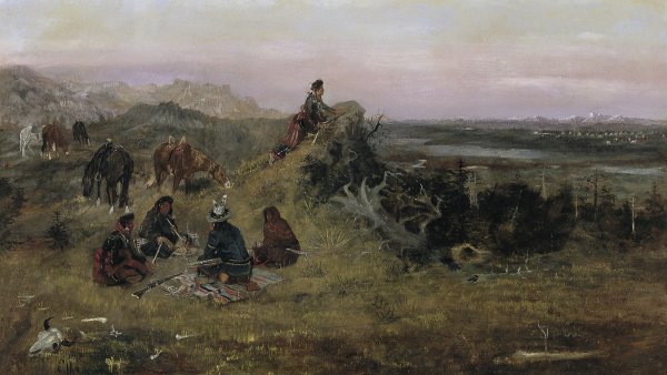RUSSELL_CHARLES_MARION-Los_piegan_preparándose_para_robar_caballos_a_los_crow