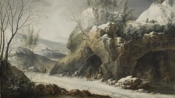 Paisaje invernal con una familia de campesinos. Francesco Foschi