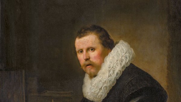 Retrato de un hombre en un escritorio, Rembrandt
