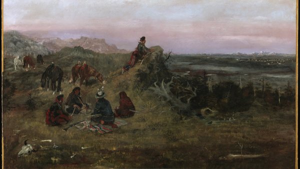 RUSSELL CHARLES MARION. Los "piegan" preparándose para robar caballos a los "crow"