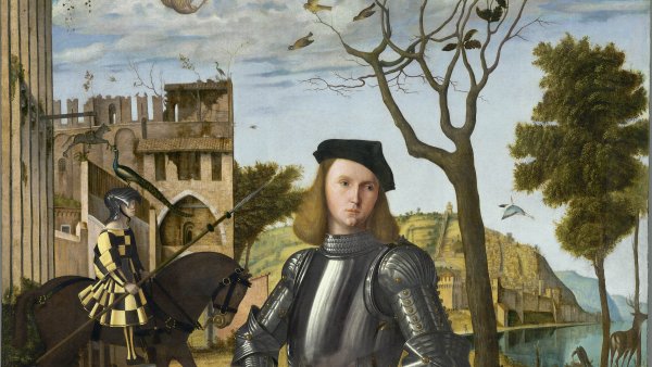 Joven caballero en un paisaje