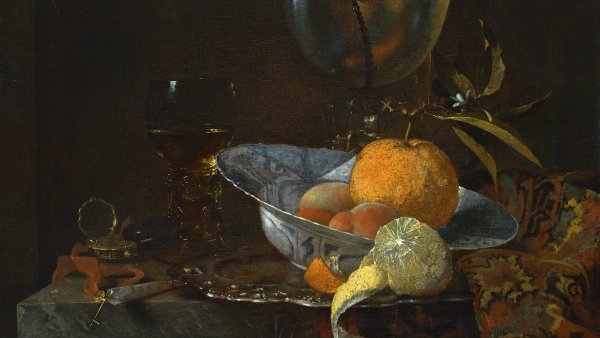 Bodegón con porcelana y copa nautilo. Willem Kalf