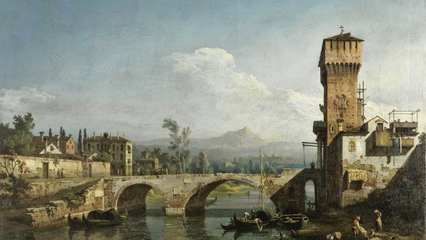Capricho con río y puente. Bernardo Bellotto