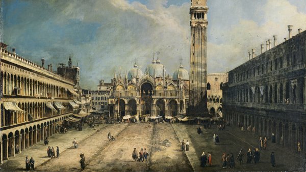 La Plaza de San Marcos en Venecia. Canaletto (Giovanni Antonio  Canal)
