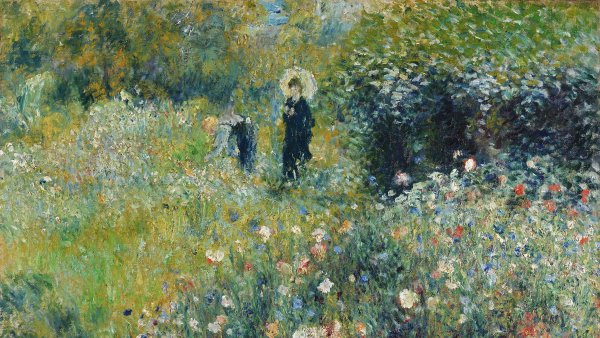 Mujer con sombrilla en un jardín. Pierre-Auguste Renoir