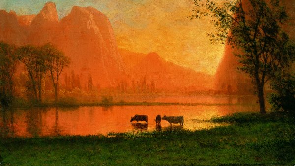 Puesta de sol en Yosemite. Albert Bierstadt