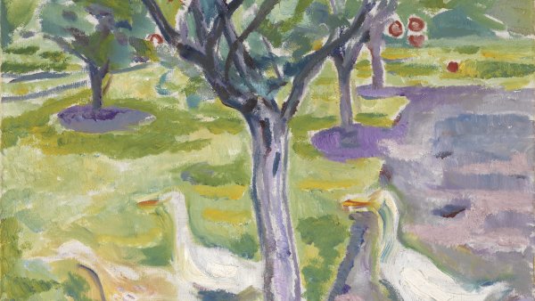 Gansos en un huerto. Edvard Munch