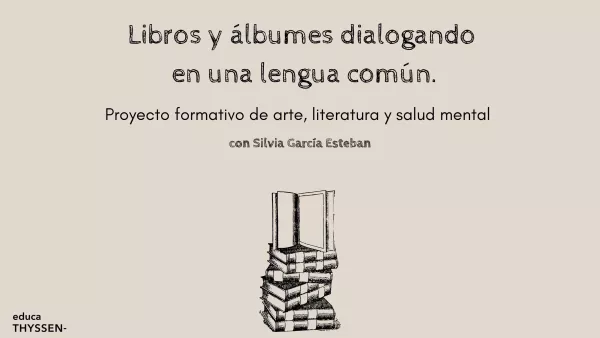 portada del recurso con unos libros en el centro