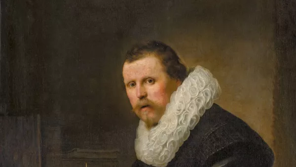 Retrato de un hombre en un escritorio, Rembrandt