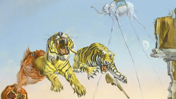 Un segundo antes del despertar de un sueño provocado por el vuelo de una abeja alrededor de una granada. Salvador Dalí