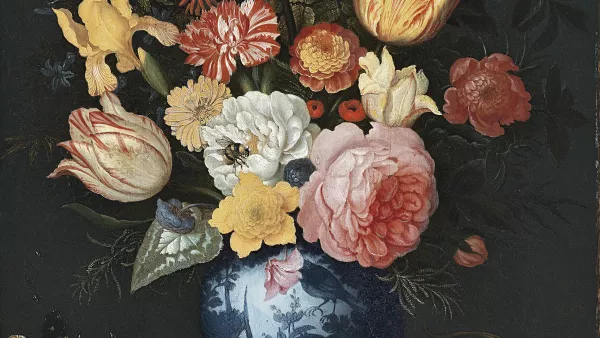 Vaso chino con flores, conchas e insectos. Balthasar van der Ast