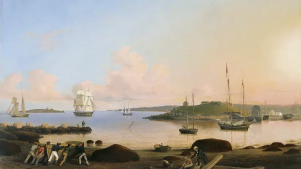El fuerte y la isla Ten Pound, Gloucester, Massachusetts. Fitz Henry Lane