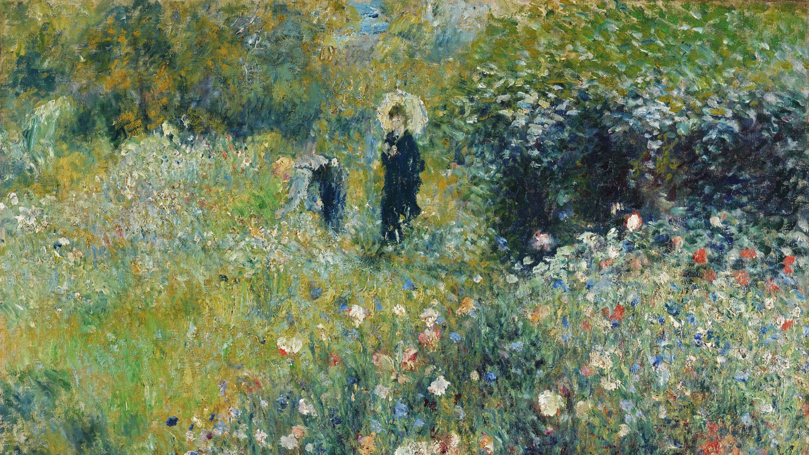 Mujer con sombrilla en un jardín. Pierre-Auguste Renoir