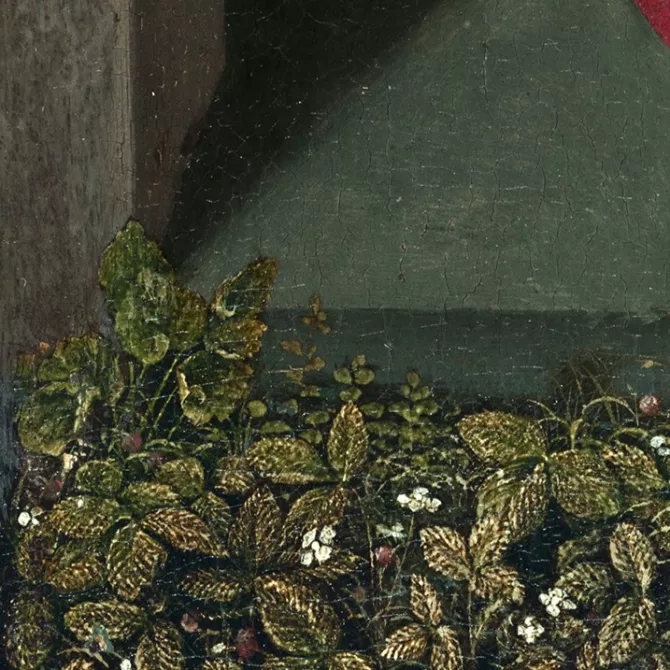 Maestro de la Madonna André, La Virgen con el Niño entre ángeles (detalle), hacia 1500 Maestro de la Madonna André, La Virgen con el Niño entre ángeles (detalle), hacia 1500
