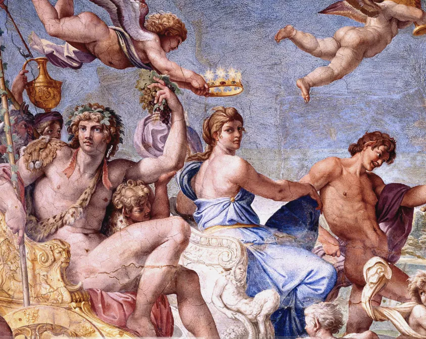 Annibale Carracci, Triunfo de Baco y Ariadna (detalle), hacia 1600. Fresco Palazzo Farnese, Roma