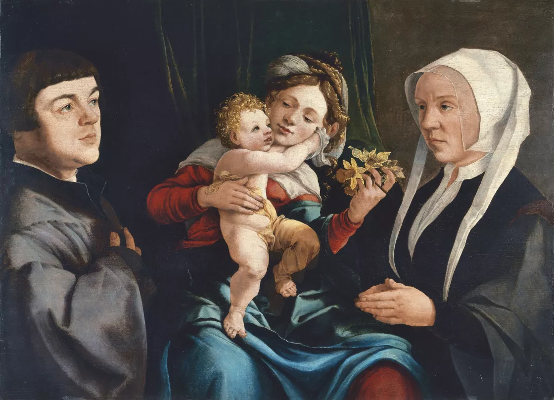 La Virgen de los narcisos con el Niño y donantes. Jan van Scorel