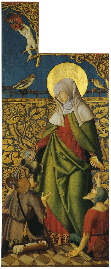 Santa Isabel ofreciendo pan y vino a los mendigos, hacia 1515 