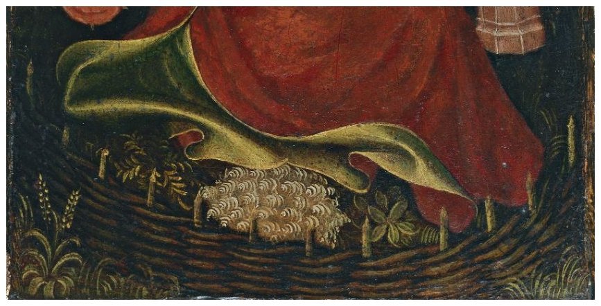 Anónimo alemán activo en Westfalia, La Virgen y el Niño en el Hortus Conclusus (ala izquierda) (detalle), hacia 1410