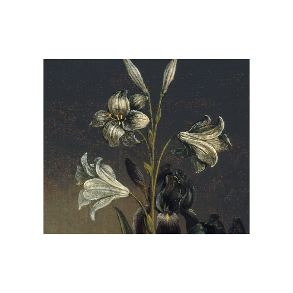 Hans Memling, Florero (reverso) (detalle), hacia 1485