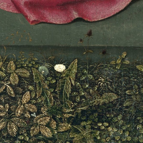 Maestro de la Madonna André, La Virgen con el Niño entre ángeles (detalle), hacia 1500