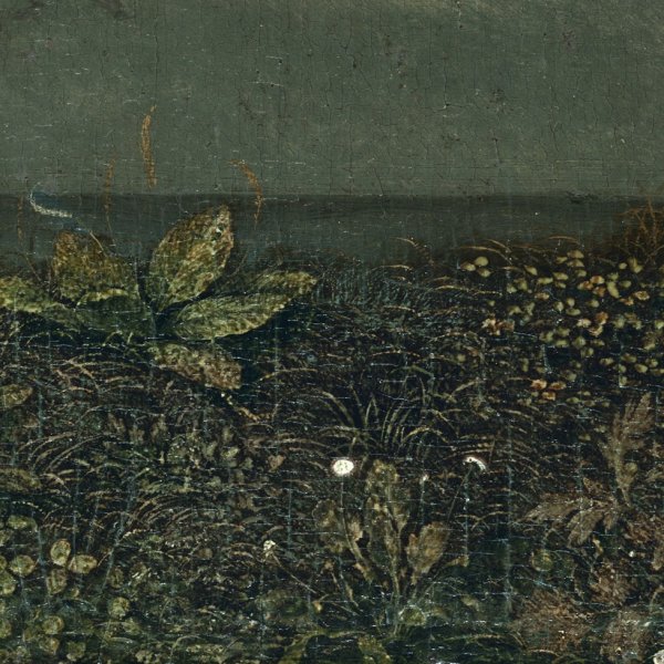 Maestro de la Madonna André, La Virgen con el Niño entre ángeles (detalle), hacia 1500