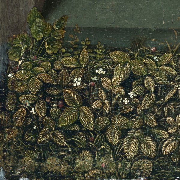 Maestro de la Madonna André, La Virgen con el Niño entre ángeles (detalle), hacia 1500