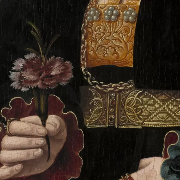 Bartholomäus Bruyn el Viejo, Retrato de una mujer (detalle), hacia 1538-1539
