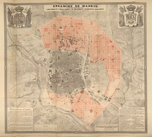 Ensanche de Madrid, anteproyecto: plano general de la zona del Ensanche de Carlos María de Castro, 1857
