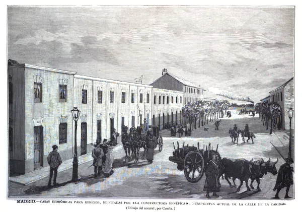 Casas para obreros edificadas por la Constructora Benéfica en el barrio de Pacífico, Madrid, 1883, de Juan Colomba