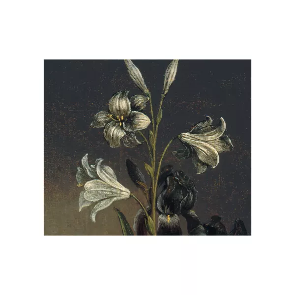 Obra de Hans Memling, Florero (reverso) (detalle), hacia 1485 Hans Memling, Florero (reverso) (detalle), hacia 1485
