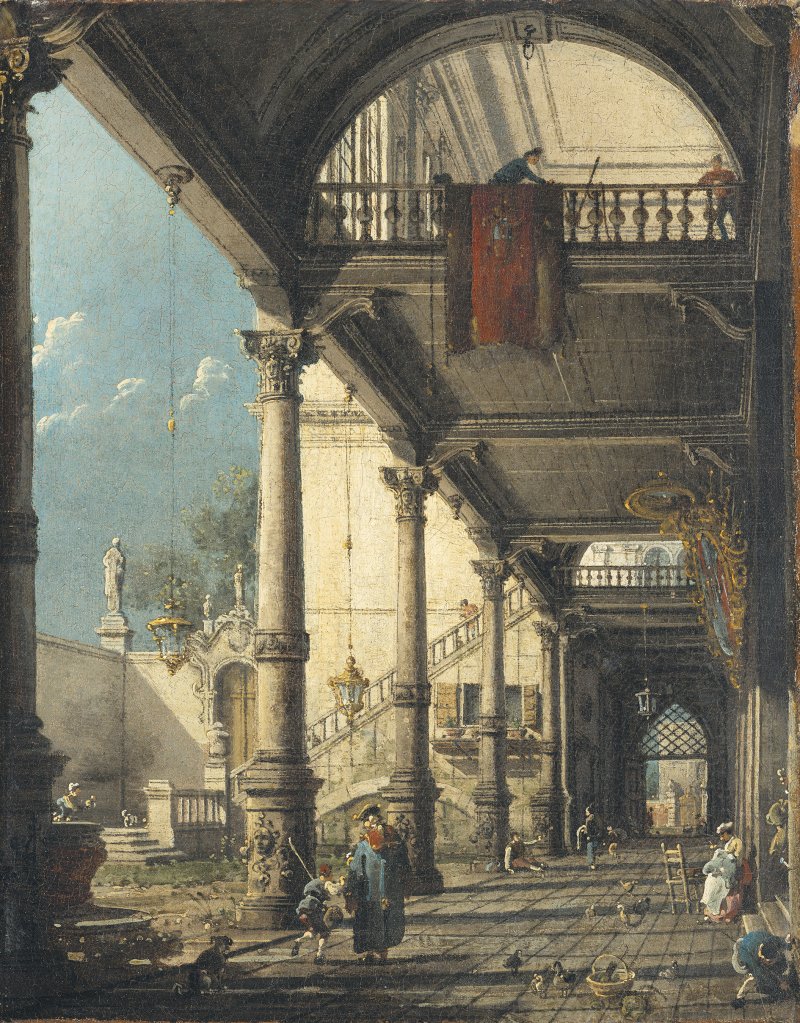 Capricho con columnata en el interior de un palacio. Canaletto (Giovanni Antonio  Canal)