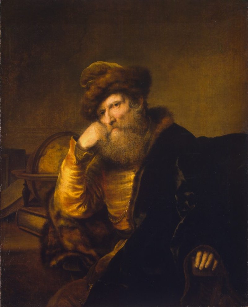 Ferdinand Bol Anciano con globo, hacia 1650