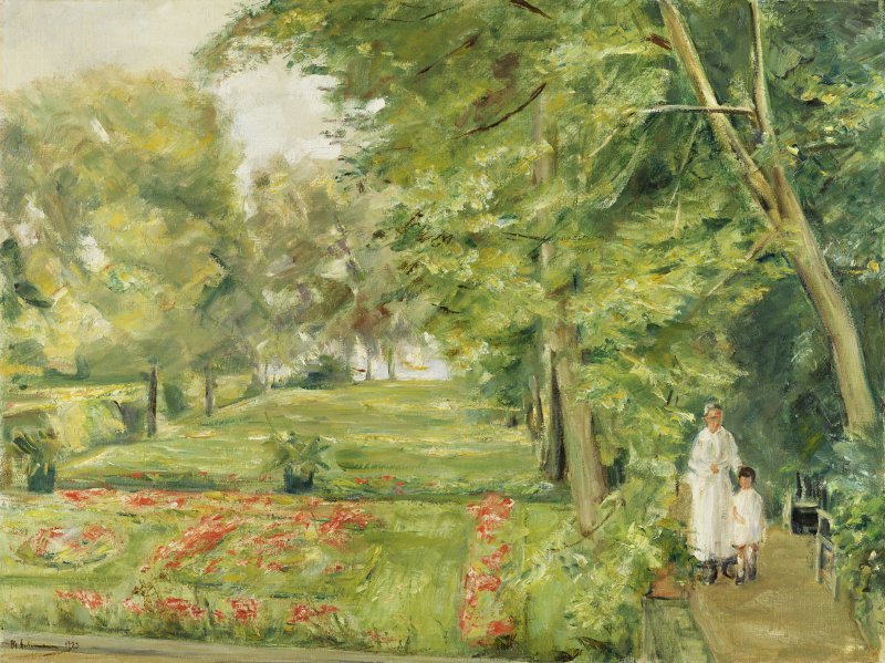 La nieta del artista con su niñera en el jardín del Wannsee. Max Liebermann