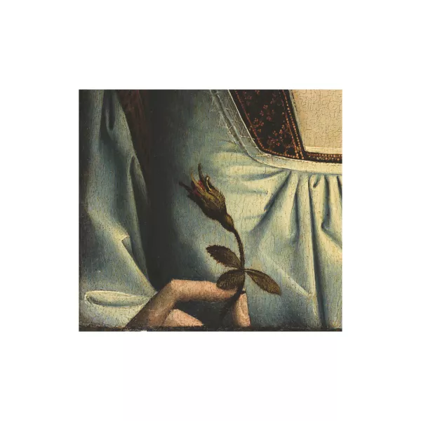 Obra de Juan de Flandes, Retrato de una infanta. Catalina de Aragón (?) (detalle), hacia 1496 Juan de Flandes, Retrato de una infanta. Catalina de Aragón (?) (detalle), hacia 1496