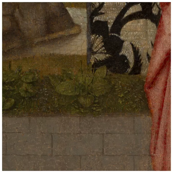 Seguidor de Dirck Bouts, La Virgen con el Niño (detalle), hacia 1465 Seguidor de Dirck Bouts, La Virgen con el Niño (detalle), hacia 1465