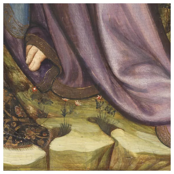 Joan Mates, Los santos Juanes con un donante (detalle), hacia 1410 Joan Mates, Los santos Juanes con un donante (detalle), hacia 1410