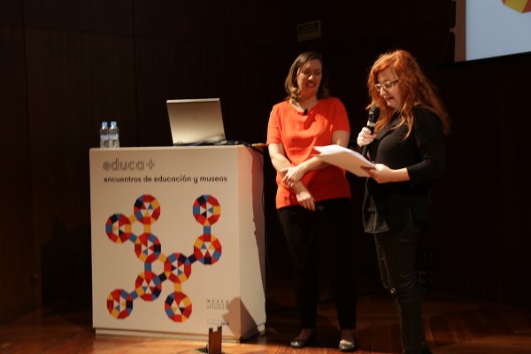 Florencia González de Langarica y Ana Moreno durante el encuentro Educa+ Colaboraciones