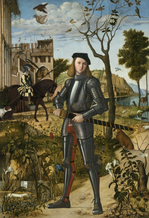Vittore Carpaccio. Joven caballero en un paisaje, hacia 1505 Vittore Carpaccio. Joven caballero en un paisaje, hacia 1505