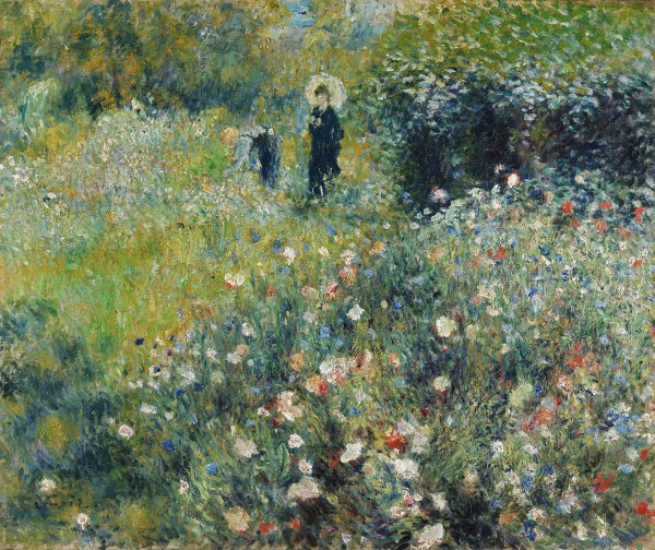 Mujer con sombrilla en un jardín. Pierre-Auguste Renoir Mujer con sombrilla en un jardín. Pierre-Auguste Renoir
